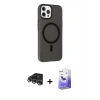 MARSİLYAN™- iPhone 14 Pro Max Kılıf Çekirdek Modern Prime - Siyah Bilvis 5in1 5D Magic Hayalet Cam Ekran Koruyucu + Raze Metal Kamera Lens - GS