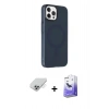 MARSİLYAN™- iPhone 14 Pro Max Kılıf Çekirdek Modern Prime - Siyah Bilvis 5in1 5D Magic Hayalet Cam Ekran Koruyucu + Gümüş Band Metal Kamera Lens