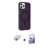MARSİLYAN™- iPhone 14 Pro Max Kılıf Çekirdek Modern Prime - Siyah Bilvis 5in1 5D Magic Hayalet Cam Ekran Koruyucu + Gümüş Band Metal Kamera Lens