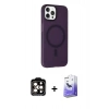 MARSİLYAN™- iPhone 14 Pro Max Kılıf Çekirdek Modern Prime - Siyah Bilvis 5in1 5D Magic Hayalet Cam Ekran Koruyucu + PVD Metal Kamera Lens - TU