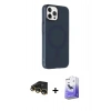 MARSİLYAN™- iPhone 14 Pro Max Kılıf Çekirdek Modern Prime - Siyah Bilvis 5in1 5D Magic Hayalet Cam Ekran Koruyucu + Gold Raze Metal Kamera Lens