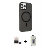 MARSİLYAN™- iPhone 14 Pro Max Kılıf Çekirdek Modern Prime - Siyah Bilvis Hayalet Cam Ekran Koruyucu + Bilvis Titan Kamera Lens - SH