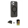 MARSİLYAN™- iPhone 14 Pro Max Kılıf Çekirdek Modern Prime - Siyah Buffer Cam Ekran Koruyucu + Raze Metal Kamera Lens - GD