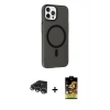 MARSİLYAN™- iPhone 14 Pro Max Kılıf Çekirdek Modern Prime - Siyah Buffer Cam Ekran Koruyucu + Raze Metal Kamera Lens - GS