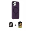 MARSİLYAN™- iPhone 14 Pro Max Kılıf Çekirdek Modern Prime - Siyah Buffer Cam Ekran Koruyucu + Turuncu PVD Metal Kamera Lens