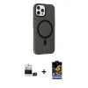 MARSİLYAN™- iPhone 14 Pro Max Kılıf Çekirdek Modern Prime - Siyah Buffer Hayalet Cam Ekran Koruyucu + Bilvis Titan Kamera Lens - DNMR