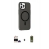 MARSİLYAN™- iPhone 14 Pro Max Kılıf Çekirdek Modern Prime - Siyah Joko Magic 5D Hayalet Cam + Derin Mor Bilvis Titan Kamera Lens