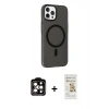 MARSİLYAN™- iPhone 14 Pro Max Kılıf Çekirdek Modern Prime - Siyah Mat Seramik Nano Ekran Koruyucu + PVD Metal Kamera Lens - TU