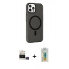 MARSİLYAN™- iPhone 14 Pro Max Kılıf Çekirdek Modern Prime - Siyah Polymer Nano Ekran Koruyucu + Bilvis Titan Kamera Lens - GS