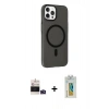 MARSİLYAN™- iPhone 14 Pro Max Kılıf Çekirdek Modern Prime - Siyah Polymer Nano Ekran Koruyucu + Bilvis Titan Kamera Lens - DNMR