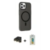 MARSİLYAN™- iPhone 14 Pro Max Kılıf Çekirdek Modern Prime - Siyah Polymer Nano Ekran Koruyucu + Raze Metal Kamera Lens - GD
