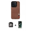 MARSİLYAN™- iPhone 14 Pro Max Kılıf Doruk Asil Koleksiyonu - Şeffaf 360 Full Body Arka Koruyucu + PVD Metal Kamera Lens - TU