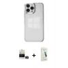 MARSİLYAN™- iPhone 14 Pro Max Kılıf Doruk Doku Prime - Şeffaf Pasifik Cam Ekran Koruyucu + Bilvis Titan Kamera Lens - GD