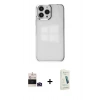 MARSİLYAN™- iPhone 14 Pro Max Kılıf Doruk Doku Prime - Şeffaf Pasifik Cam Ekran Koruyucu + Bilvis Titan Kamera Lens - DNMR