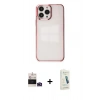 MARSİLYAN™- iPhone 14 Pro Max Kılıf Doruk Doku Prime - Şeffaf Pasifik Cam Ekran Koruyucu + Bilvis Titan Kamera Lens - DNMR