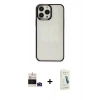 MARSİLYAN™- iPhone 14 Pro Max Kılıf Doruk Doku Prime - Şeffaf Pasifik Cam Ekran Koruyucu + Bilvis Titan Kamera Lens - DNMR