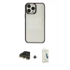 MARSİLYAN™- iPhone 14 Pro Max Kılıf Doruk Doku Prime - Şeffaf Pasifik Cam Ekran Koruyucu + Raze Metal Kamera Lens - GD