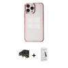 MARSİLYAN™- iPhone 14 Pro Max Kılıf Doruk Doku Prime - Şeffaf Pasifik Cam Ekran Koruyucu + Raze Metal Kamera Lens - GD