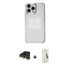 MARSİLYAN™- iPhone 14 Pro Max Kılıf Doruk Doku Prime - Şeffaf Pasifik Cam Ekran Koruyucu + Raze Metal Kamera Lens - GD