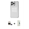 MARSİLYAN™- iPhone 14 Pro Max Kılıf Doruk Doku Prime - Şeffaf Pasifik Cam Ekran Koruyucu + Bilvis Titan Kamera Lens - GS