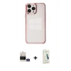 MARSİLYAN™- iPhone 14 Pro Max Kılıf Doruk Doku Prime - Şeffaf Pasifik Cam Ekran Koruyucu + Bilvis Titan Kamera Lens - GS