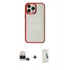 MARSİLYAN™- iPhone 14 Pro Max Kılıf Doruk Doku Prime - Şeffaf Pasifik Cam Ekran Koruyucu + Bilvis Titan Kamera Lens - GS
