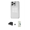 MARSİLYAN™- iPhone 14 Pro Max Kılıf Doruk Doku Prime - Şeffaf Pasifik Cam Ekran Koruyucu + Raze Metal Kamera Lens - GS