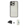 MARSİLYAN™- iPhone 14 Pro Max Kılıf Doruk Doku Prime - Şeffaf Pasifik Cam Ekran Koruyucu + Raze Metal Kamera Lens - GS