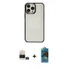 MARSİLYAN™- iPhone 14 Pro Max Kılıf Doruk Doku Prime - Siyah 18D Cam Ekran Koruyucu + Bilvis Titan Kamera Lens - GD