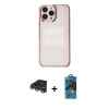 MARSİLYAN™- iPhone 14 Pro Max Kılıf Doruk Doku Prime - Siyah 18D Cam Ekran Koruyucu + Raze Metal Kamera Lens - GS