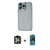 MARSİLYAN™- iPhone 14 Pro Max Kılıf Doruk Doku Prime - Siyah 18D Cam Ekran Koruyucu + PVD Metal Kamera Lens - TU