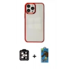 MARSİLYAN™- iPhone 14 Pro Max Kılıf Doruk Doku Prime - Siyah 18D Cam Ekran Koruyucu + PVD Metal Kamera Lens - TU