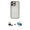 MARSİLYAN™- iPhone 14 Pro Max Kılıf Doruk Doku Prime - Siyah 3D Antistatik Cam Ekran Koruyucu + Bilvis Titan Kamera Lens - SH