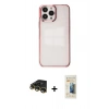 MARSİLYAN™- iPhone 14 Pro Max Kılıf Doruk Doku Prime - Siyah 6D Mat Seramik Hayalet Nano Ekran Koruyucu + Raze Metal Kamera Lens - GD