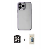 MARSİLYAN™- iPhone 14 Pro Max Kılıf Doruk Doku Prime - Siyah 6D Mat Seramik Hayalet Nano Ekran Koruyucu + PVD Metal Kamera Lens - TU