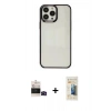 MARSİLYAN™- iPhone 14 Pro Max Kılıf Doruk Doku Prime - Siyah 6D Mat Seramik Hayalet Nano Ekran Koruyucu + Bilvis Titan Kamera Lens - SH