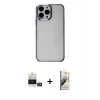 MARSİLYAN™- iPhone 14 Pro Max Kılıf Doruk Doku Prime - Siyah Bilvis 3D Mat Cam Ekran Koruyucu + Bilvis Titan Kamera Lens - GD