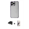MARSİLYAN™- iPhone 14 Pro Max Kılıf Doruk Doku Prime - Siyah Bilvis 3D Mat Cam Ekran Koruyucu + Gümüş Raze Metal Kamera Lens