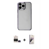 MARSİLYAN™- iPhone 14 Pro Max Kılıf Doruk Doku Prime - Siyah Bilvis 3D Mat Cam Ekran Koruyucu + Bilvis Titan Kamera Lens - SH