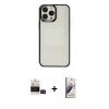 MARSİLYAN™- iPhone 14 Pro Max Kılıf Doruk Doku Prime - Siyah Bilvis 3D Mat Cam Ekran Koruyucu + Bilvis Titan Kamera Lens - SH