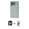MARSİLYAN™- iPhone 14 Pro Max Kılıf Doruk Doku Prime - Siyah Bilvis 3D Mat Cam Ekran Koruyucu + Turuncu PVD Metal Kamera Lens