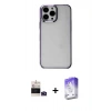 MARSİLYAN™- iPhone 14 Pro Max Kılıf Doruk Doku Prime - Siyah Bilvis 5in1 3D Magic Cam Ekran Koruyucu + Derin Mor Bilvis Titan Kamera Lens