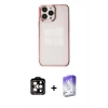 MARSİLYAN™- iPhone 14 Pro Max Kılıf Doruk Doku Prime - Siyah Bilvis 5in1 3D Magic Cam Ekran Koruyucu + PVD Metal Kamera Lens - TU