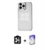 MARSİLYAN™- iPhone 14 Pro Max Kılıf Doruk Doku Prime - Siyah Bilvis 5in1 3D Magic Cam Ekran Koruyucu + PVD Metal Kamera Lens - TU