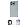 MARSİLYAN™- iPhone 14 Pro Max Kılıf Doruk Doku Prime - Siyah Bilvis 5in1 3D Magic Cam Ekran Koruyucu + PVD Metal Kamera Lens - TU