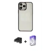 MARSİLYAN™- iPhone 14 Pro Max Kılıf Doruk Doku Prime - Siyah Bilvis 5in1 3D Magic Cam Ekran Koruyucu + Raze Metal Kamera Lens - GS