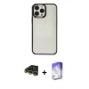 MARSİLYAN™- iPhone 14 Pro Max Kılıf Doruk Doku Prime - Siyah Bilvis 5in1 3D Magic Cam Ekran Koruyucu + Raze Metal Kamera Lens - GD