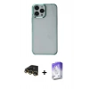 MARSİLYAN™- iPhone 14 Pro Max Kılıf Doruk Doku Prime - Siyah Bilvis 5in1 3D Magic Cam Ekran Koruyucu + Raze Metal Kamera Lens - GD