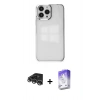 MARSİLYAN™- iPhone 14 Pro Max Kılıf Doruk Doku Prime - Siyah Bilvis 5in1 3D Magic Cam Ekran Koruyucu + Raze Metal Kamera Lens - GS