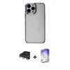 MARSİLYAN™- iPhone 14 Pro Max Kılıf Doruk Doku Prime - Siyah Bilvis 5in1 3D Magic Cam Ekran Koruyucu + Raze Metal Kamera Lens - GS